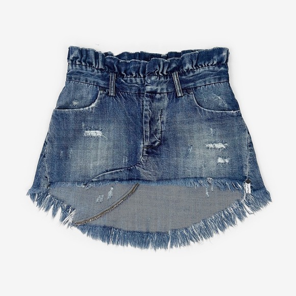One Teaspoon Dresses & Skirts - One Teaspoon Le Cult Mini Skirt Size 26 Blue Denim Distressed Paperbag